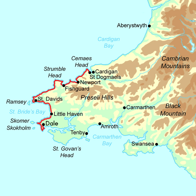 Pembrokeshire Coast Path Run - North Section map